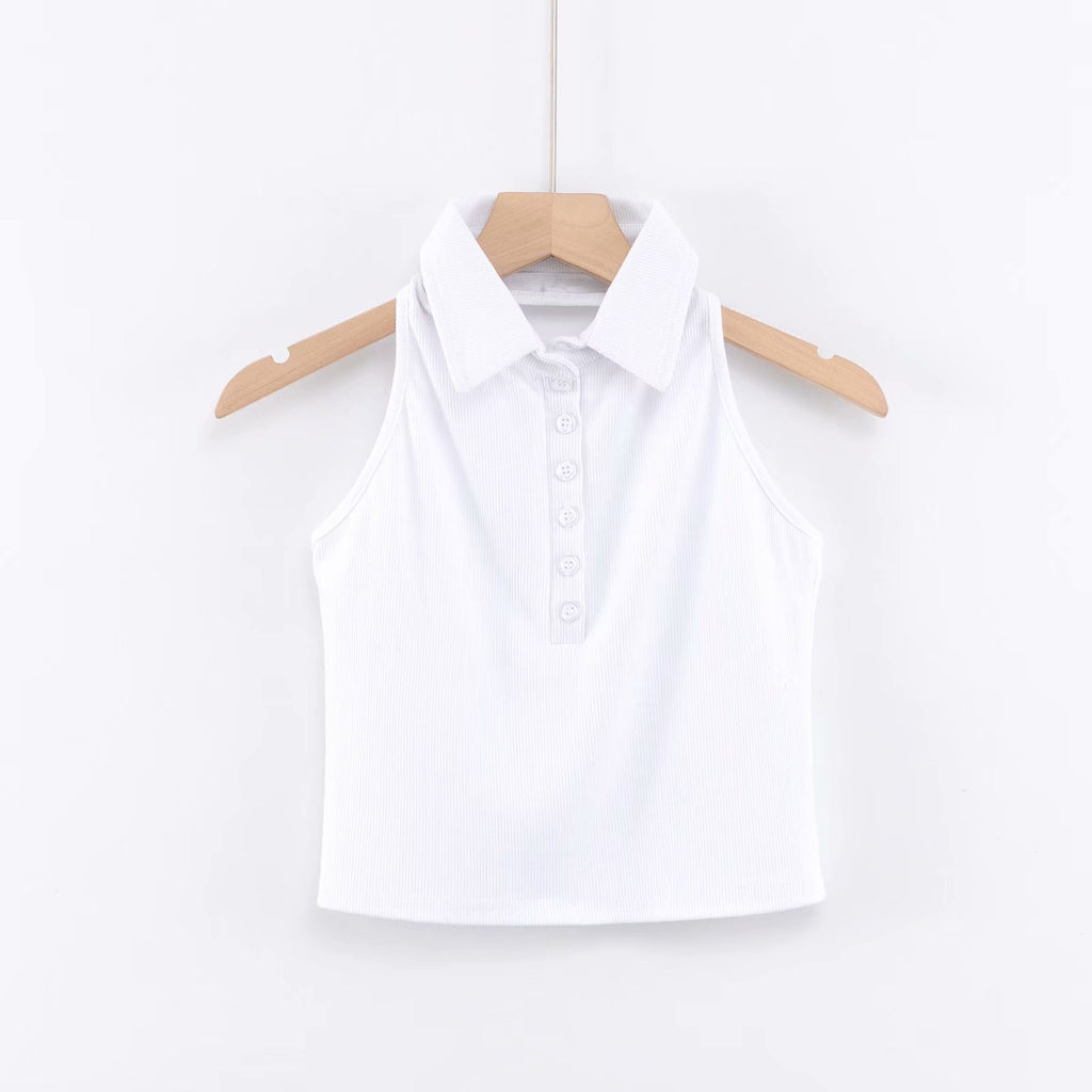 Lapel Neck Neck Bare Back Slim Short Style Button Jacket Vest