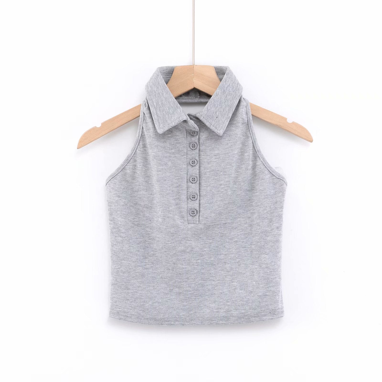 Lapel Neck Neck Bare Back Slim Short Style Button Jacket Vest